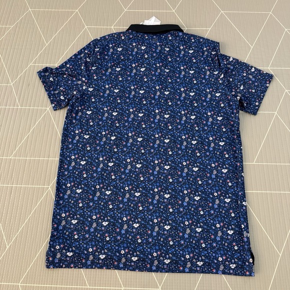 NEW Graham Luxe Maddox Polo Size Large Multi Jet Black Floral Print $80 Golf‎ - Picture 2 of 5